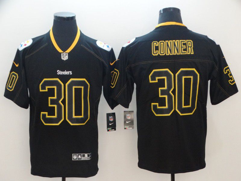 Men Pittsburgh Steelers 30 Conner Nike Lights Out Black Color Rush Limited NFL Jersey